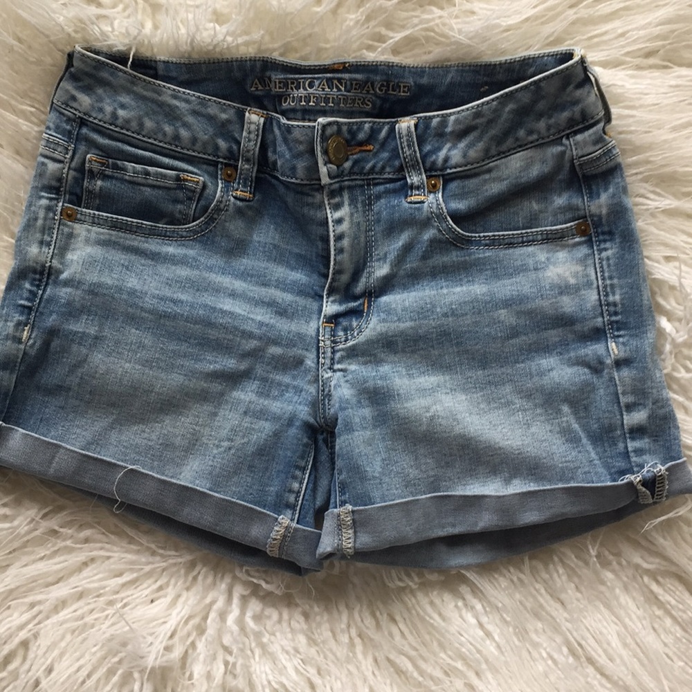 Light washed jean shorts